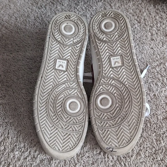 Veja V-12 Leather Men's White Sneakers Marsala Nautico Size 10.5 - Picture 7 of 10